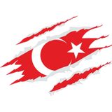 Sticker Usta Yırtıklı Türk Bayrağı Pençe İzi Türk Bayrağı Sticker 00034 Renkli 15 x 11 cm