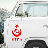 Sticker Usta(22318) Kurt Ay Yıldız ve Türk Yazı Sticker - 00672 Kırmızı 80x46 Cm