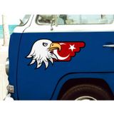 Sticker Usta(22390) Kartal ve Türk Bayrağı Sticker - 00727 Renkli 20x10 Cm