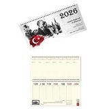 StickerArt 2026 Atatürk Haftalık Masa Takvimi Masa Sümeni Büyük Boy 33x16 cm