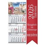 StickerArt 2026 Büyük Boy Gemici Takvimi Denizci Duvar Takvimi Gri Renk 33x77,5 cm