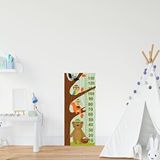 Stickerart Çocuk Odası Bebek Odası Boy Ölçer Boy Cetveli Sticker Ağaçta Hayvanlar Beyaz