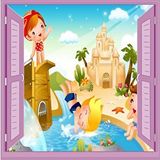 Stickerart Çocuk Odası Bebek Odası Pencere Poster Duvar Kağıdı Tatil Çok Renkli