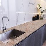 StickerArt Tezgah Üstü Fayans Kaplama Folyosu Mutfak Tezgahı Kaplama Pink Beige Marble 70 cm x 3 Metre