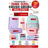 StickerAtölye İsme Özel Crush Etiket Sticker - Okul Etiketi 180 Adet - Crush Grup Okul Stickeri