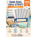 StickerAtölye Okul Etiket - İsme Özel - Okul Sticker - Yüksek Kaliteli Baskı - 195 Adet - Uzay Temalı