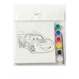 StickerAVM Şimşek McQueen Araba Çocuk tuval Boyama Seti Eğitici Sanat Etkinliği - 6 Renk Boya + Fırça Hediyeli
