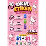 StickerLAB İsme Özel Okul Etiketi Hello Kitty Temalı Kitap Defter Etiketi Yırtılmaz Su Geçirmez Sticker