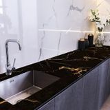 StickieArt StickerArt Tezgah Üstü Fayans Kaplama Folyosu Mutfak Tezgahı Kaplama Black Golden Marble 70 cm x 3 Metre