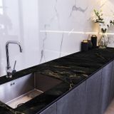 StickieArt StickerArt Tezgah Üstü Fayans Kaplama Folyosu Mutfak Tezgahı Kaplama Gold Black Marble 70 cm x 2 Metre