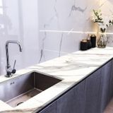 StickieArt StickerArt Tezgah Üstü Fayans Kaplama Folyosu Mutfak Tezgahı Kaplama White Carrara Marble 70 cm x 2 Metre