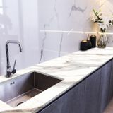 StickieArt StickerArt Tezgah Üstü Fayans Kaplama Folyosu Mutfak Tezgahı Kaplama White Carrara Marble 70 cm x 5 Metre