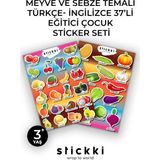 Stickki Meyve Ve Sebzeler Ingilizce-Türkçe Tasarımlı Kredi Kartı Sticker Kaplama