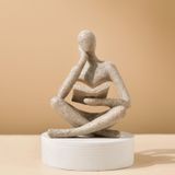 Stil-A Bej Yaratıcı Soyut Karakter Okuma Kitabı Düşünür Dekorasyon Oturma Odası Çalışma Odası Şarap Dolabı Ev Aksesuarları Düğün Hediyesi, Dekor Odası, Ev Oturma Odası Bar Kahve Dükkanı Dekor Süsleri