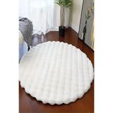 stil carpet Bubble Tavşan Tüyü Peluş Beyaz Yuvarlak Yumuşak Dokulu Kaymaz Halı