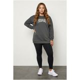Stil Diva Büyük Beden Bisiklet Yaka Uzun Kollu Önü Baskılı Pamuklu Sweatshirt 302841