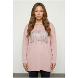 Stil Diva Büyük Beden Kapüşonlu Detaylı Cepsiz Uzun Kollu Viskon Likralı Sweatshirt 303002