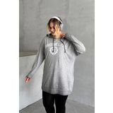 Stil Diva Büyük Beden Kapüşonlu Uzun Kollu Baskılı Sweatshirt 301145