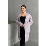 Stil Diva Büyük Beden Uzun Kollu Önü Kapamasız İnce Örme Hırka 302300