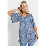 Stil Diva Büyük Beden V Yaka Kısa Kollu Eteği Bollaşan Desenli Bluz 303624