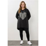 Stil Diva Büyük Beden V Yaka Uzun Kollu Kapüşonlu Tunik Likralı Sweatshirt