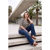 Stil Diva Büyük Beden Volanlı Kol Çizgili Triko Bluz