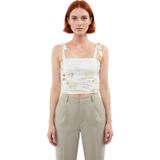 Stil Kadın Animal Leopar Desenli Bağlama Detaylı Esnek Bluz Crop Örme Slim Kalıp_Yeşil-M