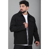 Stil Kombin Bez Ayağı Dokuma Yakalı Kapaklı Mevsimlik Mont Pldp 3035_60397 - Siyah - XL