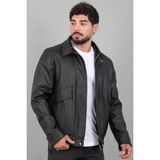 Stil Kombin Çapraz Kapak Desenli Suni Deri Mont Kmd 842_50528 - Siyah