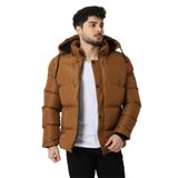 Stil Kombin Çıkarılabilir Kapşonlu Armalı Içi Kürklü Şişme Mont 2911 - S - Taba