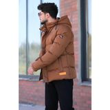 Stil Kombin Çıkarılabilir Kapşonlu Armalı İçi Kürklü Şişme Mont 2911_50213 - Taba - XL