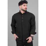 Stil Kombin Düğme Detay Premium Yazlık Uzun Kol Gömlek Qcm 6727_40419 - Siyah - 2XL