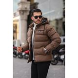 Stil Kombin Erkek Kapüşonlu Karbon Deri Mont Taba Renkli Slim Fit Model Pldp 2959