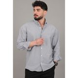 Stil Kombin Ince Çizgili Oversize Yazlık Uzun Kol Gömlek Mrs 218_40415 - Lacivert - XL