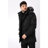Stil Kombin King İçi Kürklü Kapşonlu Mont & Kaban - Siyah