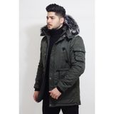 Stil Kombin King İçi Kürklü Kapşonlu Mont & Kaban - XL - Haki