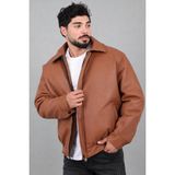 Stil Kombin Kışlık Dolumlu Içi Kürklü Oversize Suni Deri Mont KMD_50502 - Taba