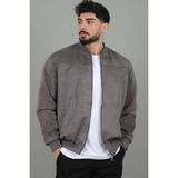 Stil Kombin Kolej Yaka Bel Lastikli Süet Mevsimlik Mont Bl 1711-60287 - 2XL - Füme