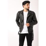 Stil Kombin Kuzey Beli Kemerli Suni Deri Ceket BL 1261