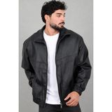 Stil Kombin Oversize Dik Yaka Desenli Suni Deri Mont Kmd 881_50529 - Siyah - XL