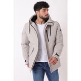 Stil Kombin Sporlikra Kumaş Tasarım Kışlık Mont Erkek Slim Fit Taş Renk Pldp 3013_50458 Orta Kalınlık