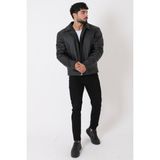 Stil Kombin Stilkombin Oversize Düğmeli Suni Deri Erkek Mont Siyah Slim Fit Orta Kalınlık Özellikli