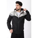 Stil Kombin Üçgen Parçalı Kapşonlu Gri Mevsimlik Mont XL Erkek Tarzı ve Slim Fit Özellikleriyle
