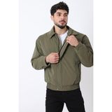 Stil Kombin Yakalı Bel Lastikli Haki Nova Mevsimlik Mont Erkek Slim Fit Uzun Kol Modeli - XL