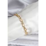Stil Love 14K Gold Renk Kaplama Lazerli Zincir Model CM Kadın Bileklik