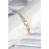 Stil Love 14K Gold Renk Kaplama Zirkon Kare Taşlı CM Kadın Bileklik