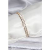 Stil Love 14K Gold Renk Kaplama Zirkon Taşlı Baget Model CM Kadın Bileklik