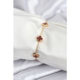 Stil Love 316L Çelik Gold Renk Bordo Baby Boy Yonca Kadın Bileklik