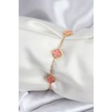 Stil Love 316L Çelik Gold Renk Pembe Baby Boy Yonca Kadın Bileklik