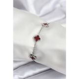 Stil Love 316L Çelik Gümüş Renk Bordo Baby Boy Yonca Kadın Bileklik